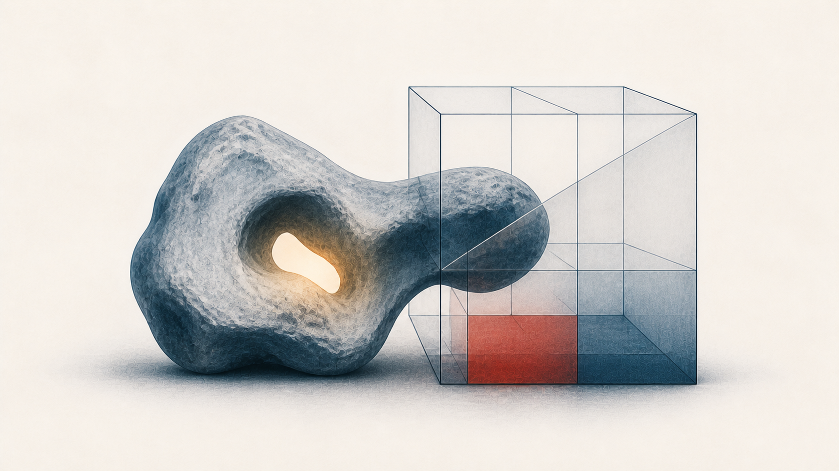 An irregular mineral form extends beyond the exact structure attempting to measure it
