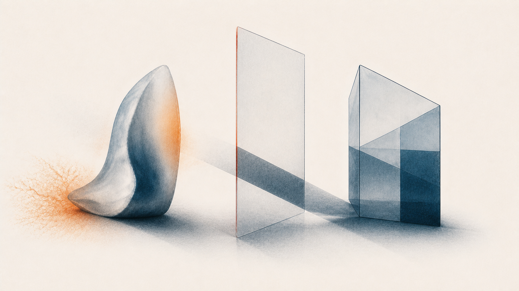 An organic and a constructed form cast the same shadow while only one retains a visible origin trace
